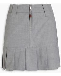 Ganni - Zip-detailed Pleated Twill Mini Skirt - Lyst