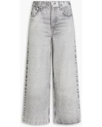 Rag & Bone - Miramar Sofie Cropped Denim-Effect French Cotton-Terry Wide-Leg Pants - Lyst