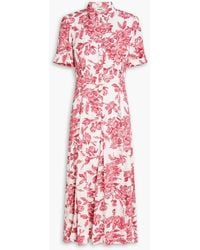 Sandro - Floral-Print Jacquard Midi Shirt Dress - Lyst