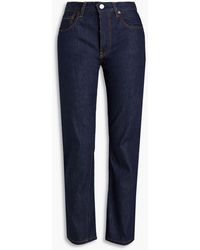 Victoria Beckham - Olivia Twill-trimmed High-rise Slim-leg Jeans - Lyst