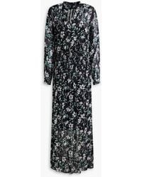 Rag & Bone - Calista Shirred Metallic Floral-print Chiffon Maxi Dress - Lyst