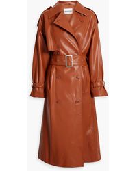 Stand Studio - Ivanna Belted Faux Leather Trench Coat - Lyst
