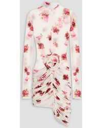 Magda Butrym - Ruched Floral-print Jersey Mini Dress - Lyst
