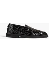 Emporio Armani - Woven Patent-leather Loafers - Lyst