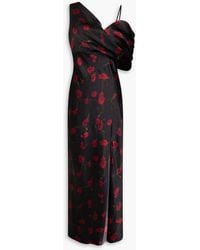 Nicholas - Off-The-Shoulder Floral-Print Silk-Blend Satin Midi Dress - Lyst