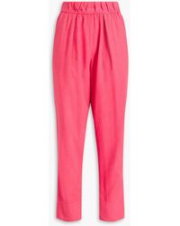 Raquel Allegra - Easy Pleated Cotton, Micro Modal And Linen-blend Tapered Pants - Lyst
