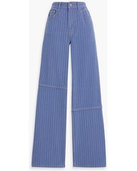 Ganni - Striped High-Rise Straight-Leg Jeans - Lyst