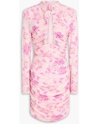 Magda Butrym - Gerafftes minikleid aus jersey mit floralem print und cut-outs - Lyst