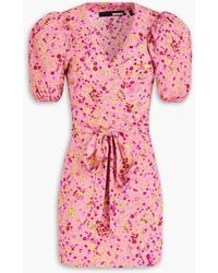 ROTATE BIRGER CHRISTENSEN - Floral-print Jacquard Mini Wrap Dress - Lyst