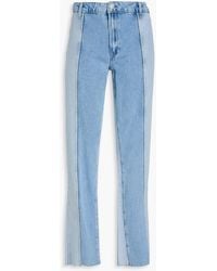 PAIGE - Noella zweifarbige hoch sitzende jeans mit geradem bein - Lyst