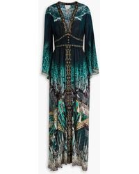 Camilla - Crystal-embellished Printed Silk Crepe De Chine Maxi Dress - Lyst