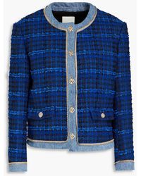 Sandro - Asti Denim-trimmed Cotton-blend Bouclé-tweed Jacket - Lyst