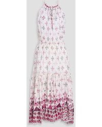 Isabel Marant - Bedrucktes midikleid "kabelino" aus gaze aus einer baumwollmischung in metallic-optik - Lyst