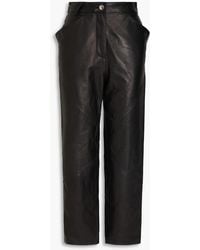 IRO - Cropped Leather Straight-Leg Pants - Lyst