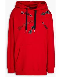 RED Valentino - Embroide French Cotton-blend Terry Hoodie - Lyst