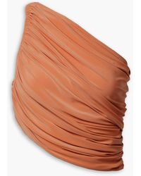 Norma Kamali - Diana Cropped One-shoulder Ruched Stretch-jersey Top - Lyst