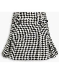 ROTATE BIRGER CHRISTENSEN - Pleated Embellished Houndstooth Tweed Mini Wrap Skirt - Lyst