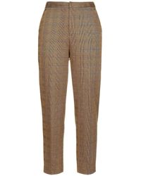 L'Agence - Ludivine Cropped Metallic Prince Of Wales Checked Woven Tapered Pants - Lyst