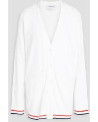 Thom Browne - Striped Ribbed Cotton Cardigan - Lyst