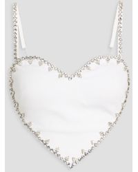 Area - Cropped Crystal-Embellished Ponte Bustier Top - Lyst