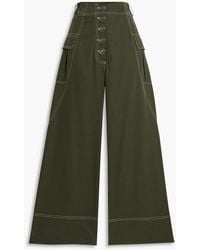 FARM Rio - Cotton-Twill Wide-Leg Pants - Lyst