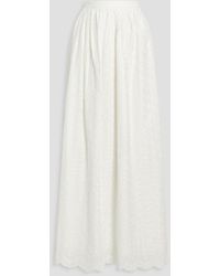 Womens Clothing Skirts Maxi skirts Caroline Constas Gathered Broderie Anglaise Cotton Maxi Skirt in White 