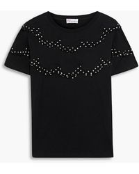 RED Valentino - Printed Silk-trimmed Cotton-jersey T-shirt - Lyst