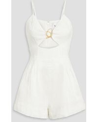 Aje. - Simone Cutout Embellished Linen-blend Playsuit - Lyst