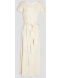 Savannah Morrow - Giselle Belted Crinkled Bamboo And Silk-blend Midi Dress - Lyst