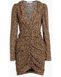 IRO - Elsana Ruched Leopard-print Crepe De Chine Mini Dress - Lyst