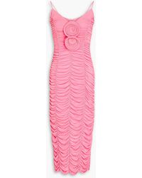 Magda Butrym - Ruched Floral-appliquéd Jersey Halterneck Maxi Dress - Lyst