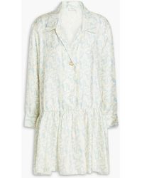 Sandro - Rozie Printed Silk-twill Mini Shirt Dress - Lyst