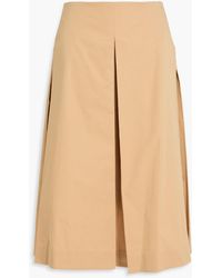 Tory Burch - Pleated Cotton-Twill Midi Skirt - Lyst