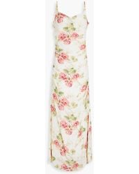 byTiMo - Draped Floral-print Satin Maxi Dress - Lyst