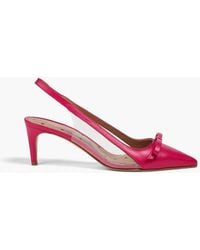 Red(V) - Sandie Bow-detailed Leather And Pvc Slingback Pumps - Lyst