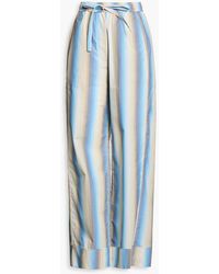 Ganni - Striped Cotton-poplin Wide-leg Pants - Lyst