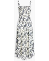 Rag & Bone - Hallie Floral-Print Cotton And Silk-Blend Crepon Midi Dress - Lyst