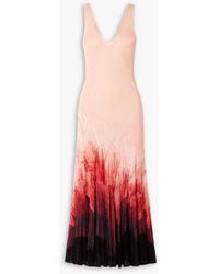 McQueen - Printed Ribbed-knit Midi Dress - Lyst