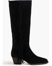 Maje - Stiefel aus veloursleder mit fransen - Lyst