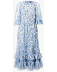 Needle & Thread - Tiered Embellished Point D'Esprit Midi Dress - Lyst