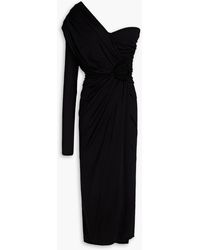 Dolce & Gabbana - One-sleeve Ruched Wool-jersey Midi Dress - Lyst