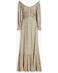 byTiMo - Ruched Floral-print Jacquard Maxi Dress - Lyst