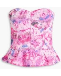 Isabel Marant - Solizinia Tie-Dyed Denim Peplum Bustier Top - Lyst