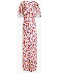 Rabanne - Ruffled Floral-print Satin Maxi Dress - Lyst