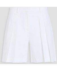 Theory - Pleated Linen-blend Shorts - Lyst