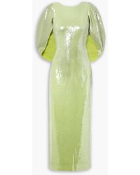 Huishan Zhang - Alba Cape-effect Sequined Crepe Midi Dress - Lyst