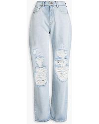 retroféte - Distressed High-rise Straight-leg Jeans - Lyst