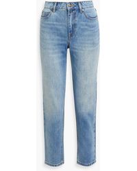 Zimmermann - Cropped Embroidered High-rise Straight-leg Jeans - Lyst