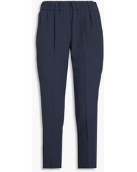 Brunello Cucinelli - Cropped Crepe De Chine Tapered Pants - Lyst