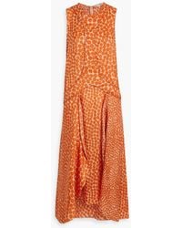 Stella McCartney - Floral-print Silk-satin Midi Dress - Lyst